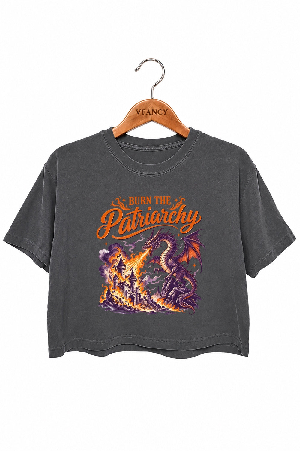 Burn the patriarchy fire dragon crop top