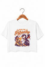 Burn the patriarchy fire dragon crop top