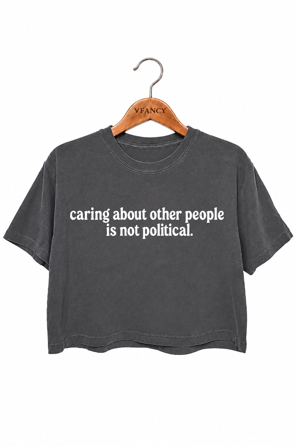 Caring about other people crop top
