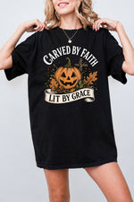 Carved by faith lit by grace pumpkin tee
