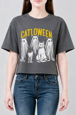 Catloween funny halloween crop top
