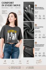 Catloween funny halloween crop top