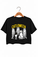 Catloween funny halloween crop top