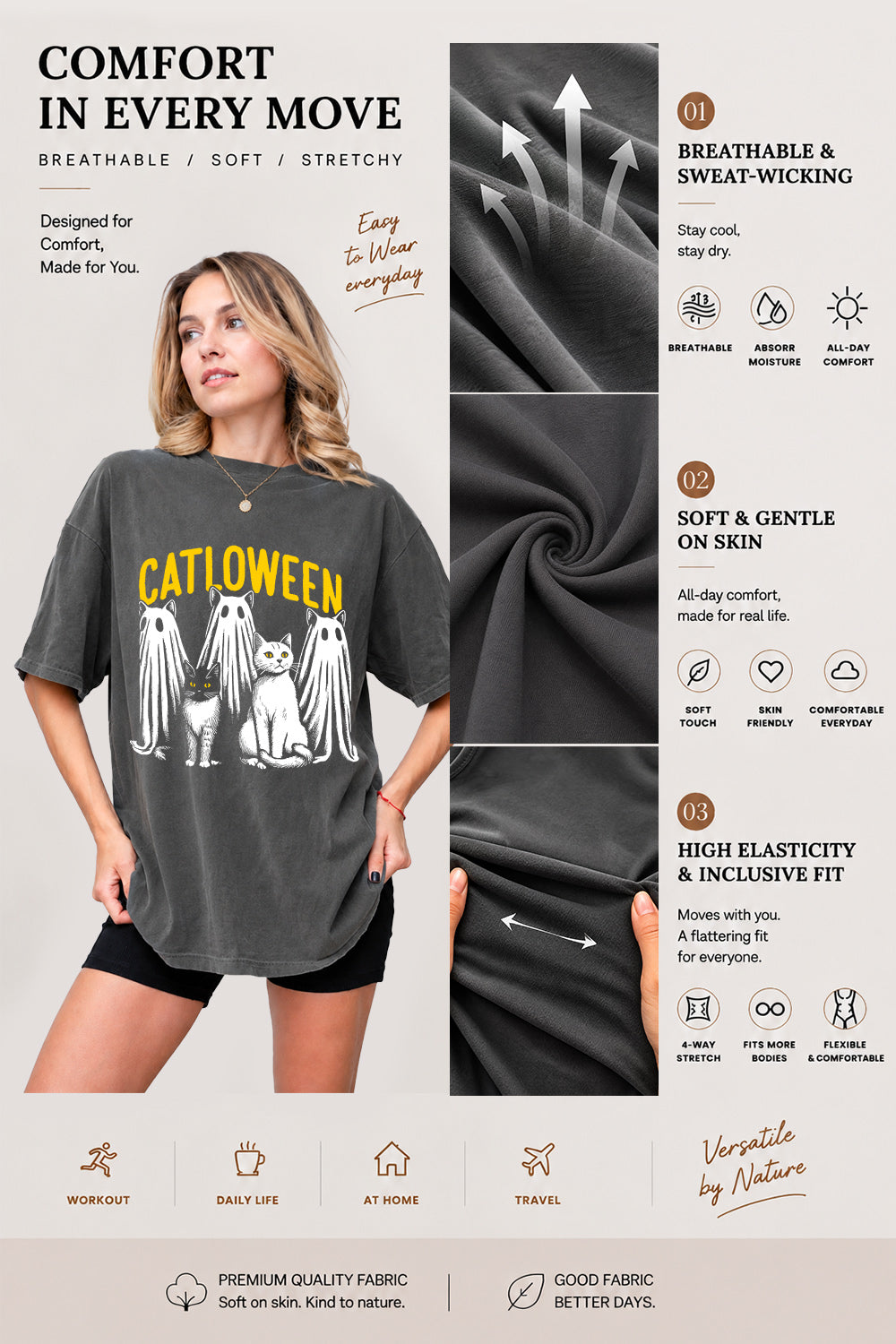 Catloween funny halloween tee