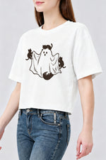 Cats playing with ghost crop top