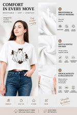 Cats playing with ghost crop top