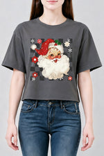 Checkerboard santa christmas crop top