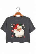 Checkerboard santa christmas crop top