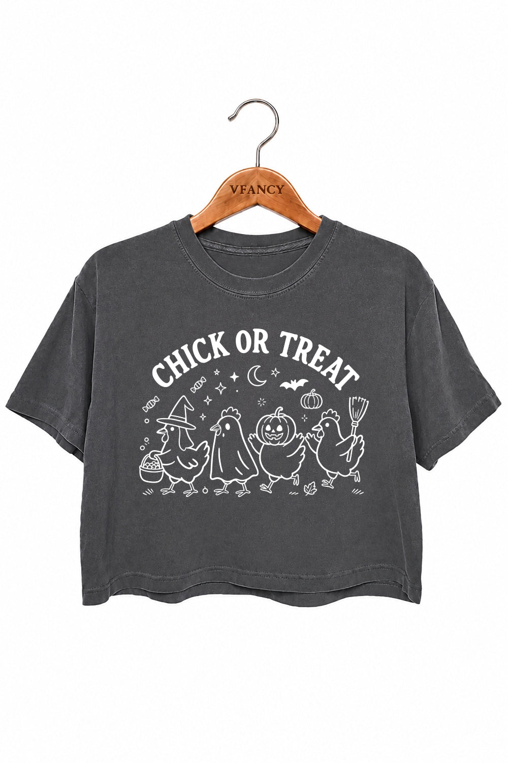 Chick or treat halloween crop top