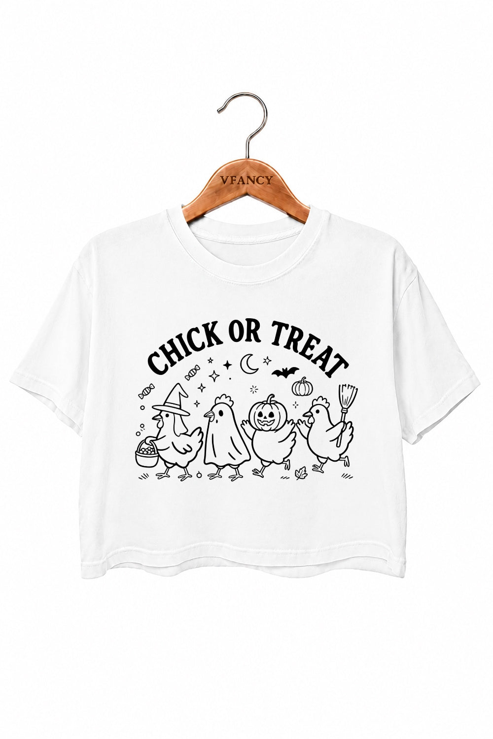 Chick or treat halloween crop top