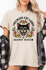 Childless cat ladies against fascism tee