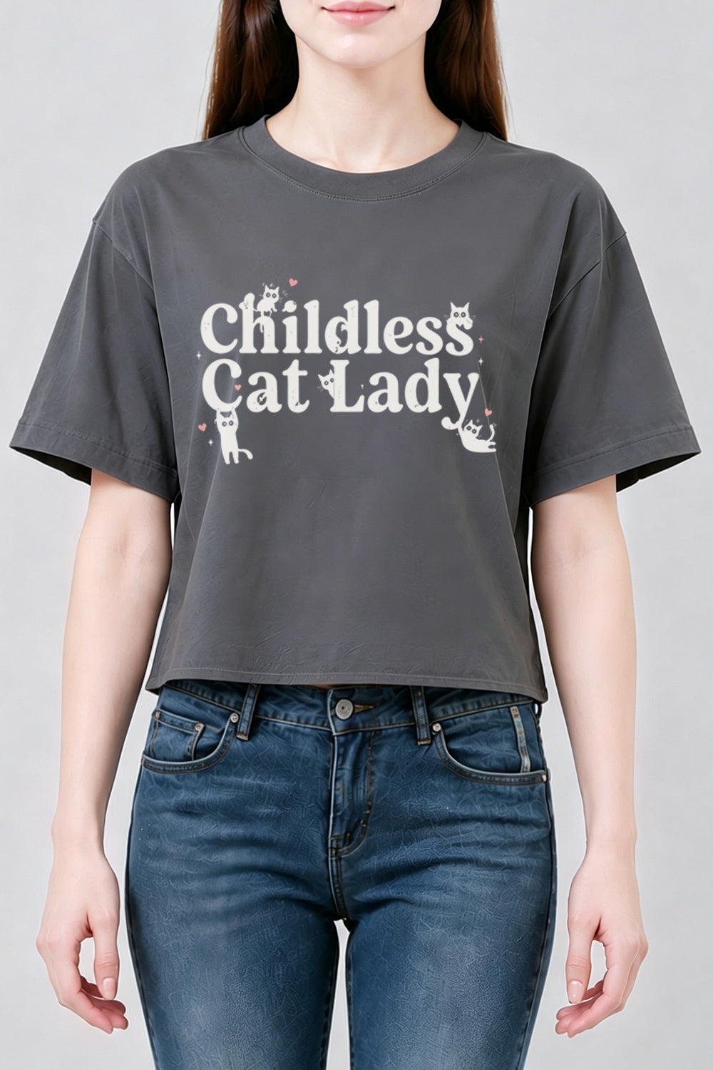 Childless cat lady cute crop tee