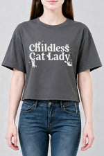 Childless cat lady cute crop tee