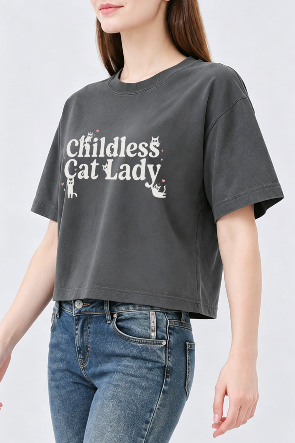 Childless cat lady cute crop tee