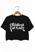 Childless cat lady cute crop tee