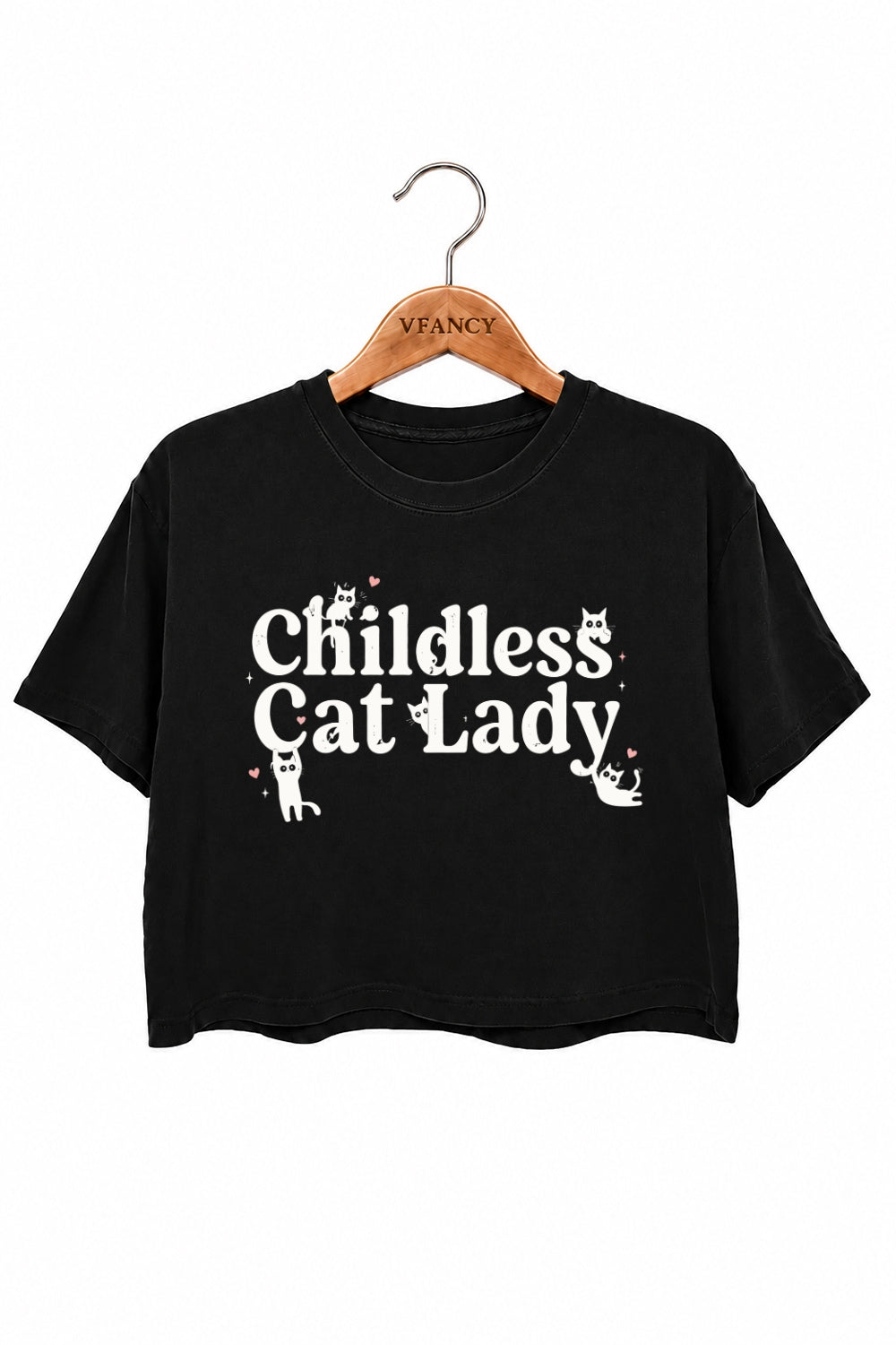Childless cat lady cute crop tee