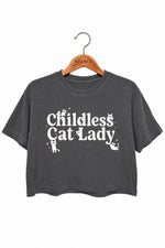 Childless cat lady cute crop tee