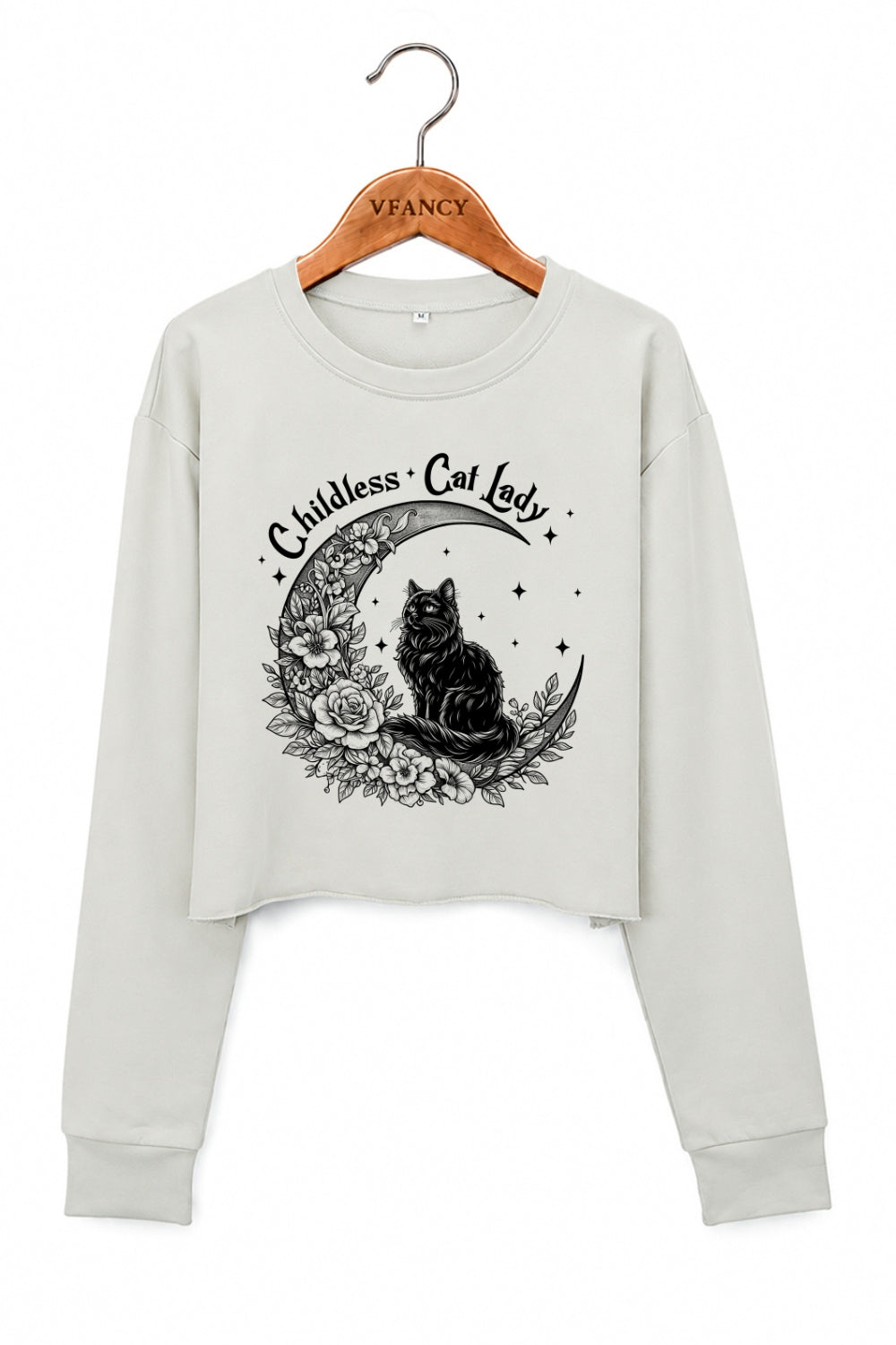 Childless cat lady moon crop sweatshirt