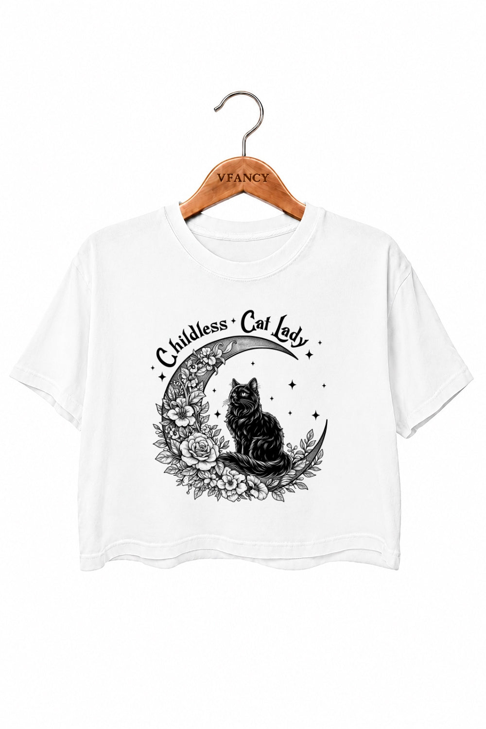 Childless cat lady moon crop top