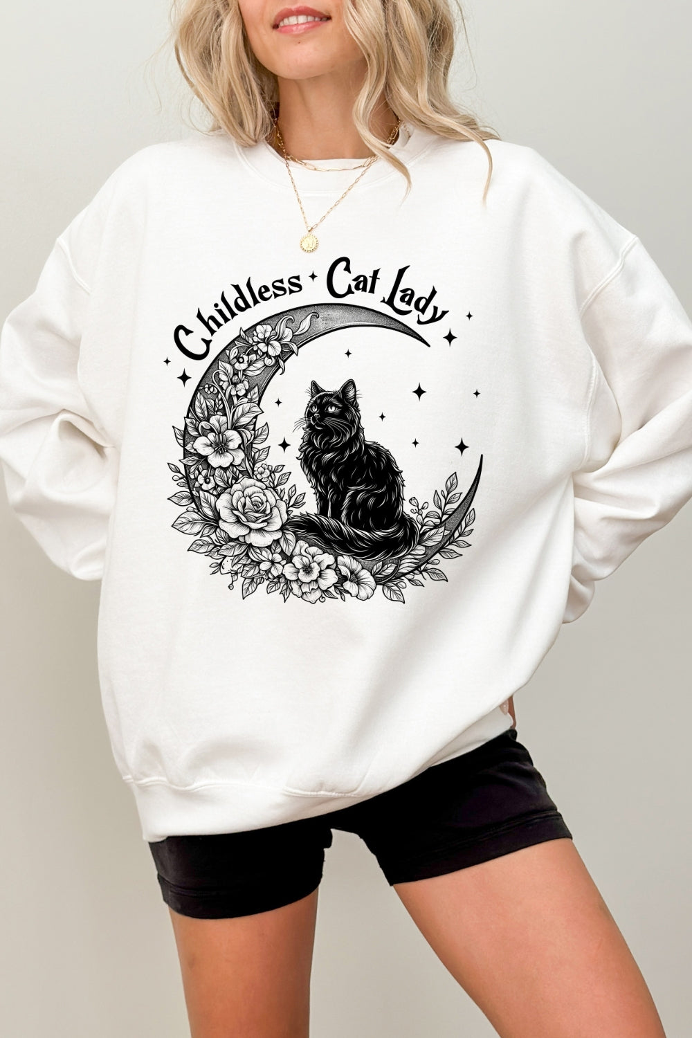 Childless cat lady moon sweatshirt