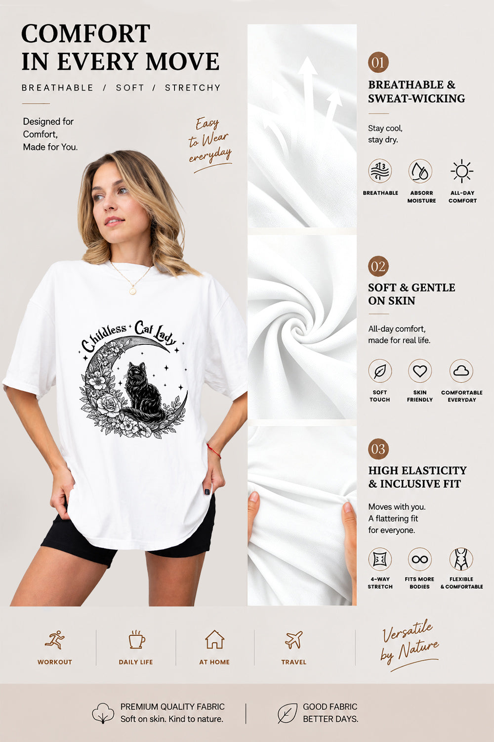 Childless cat lady moon tee