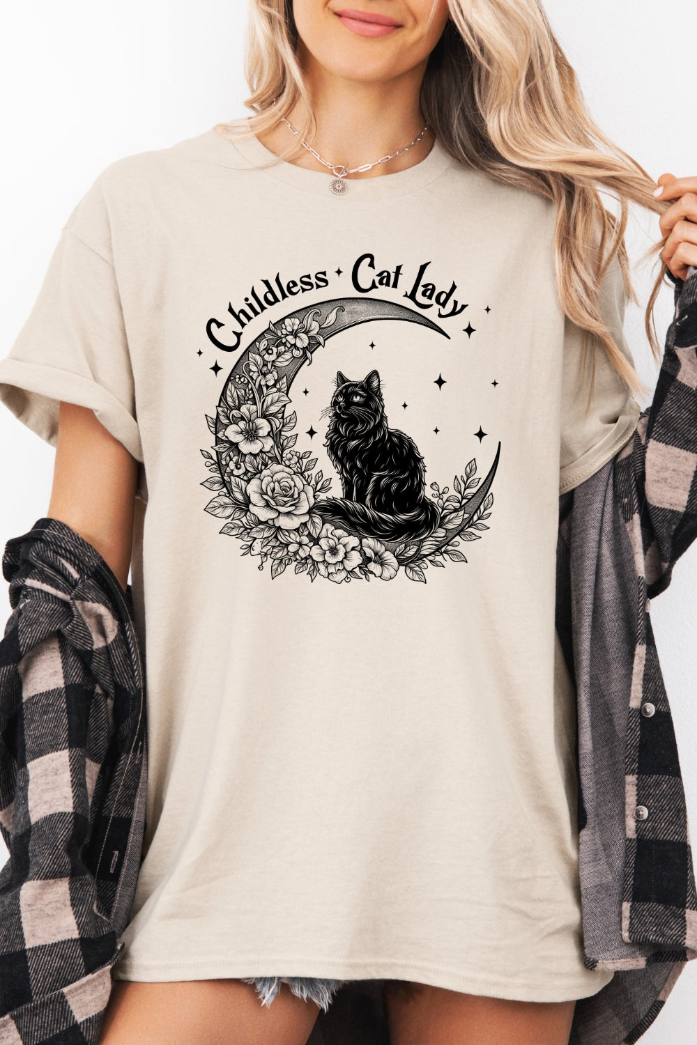 Childless cat lady moon tee