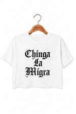 Chinga la migra gothic crop top