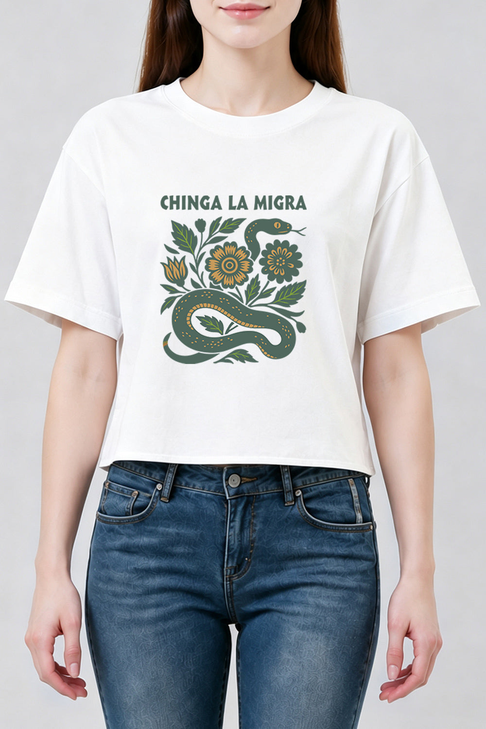 Chinga La Migra Snake Crop Top