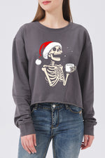 Christmas coffee skull crop sweatshirt