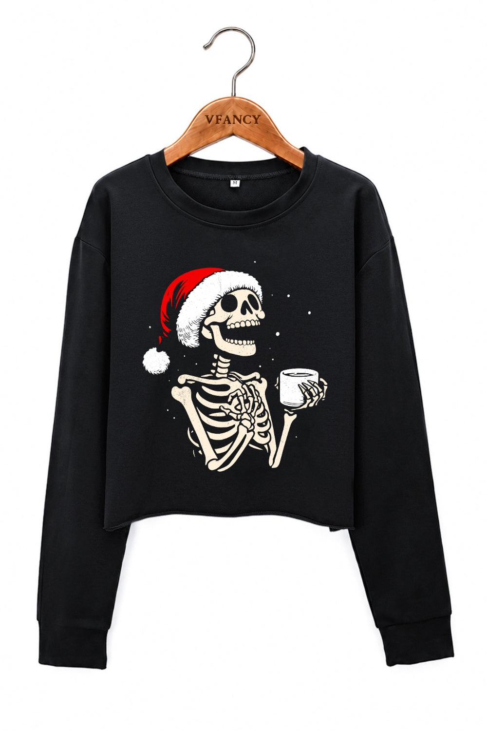 Christmas coffee skull crop sweatshirt