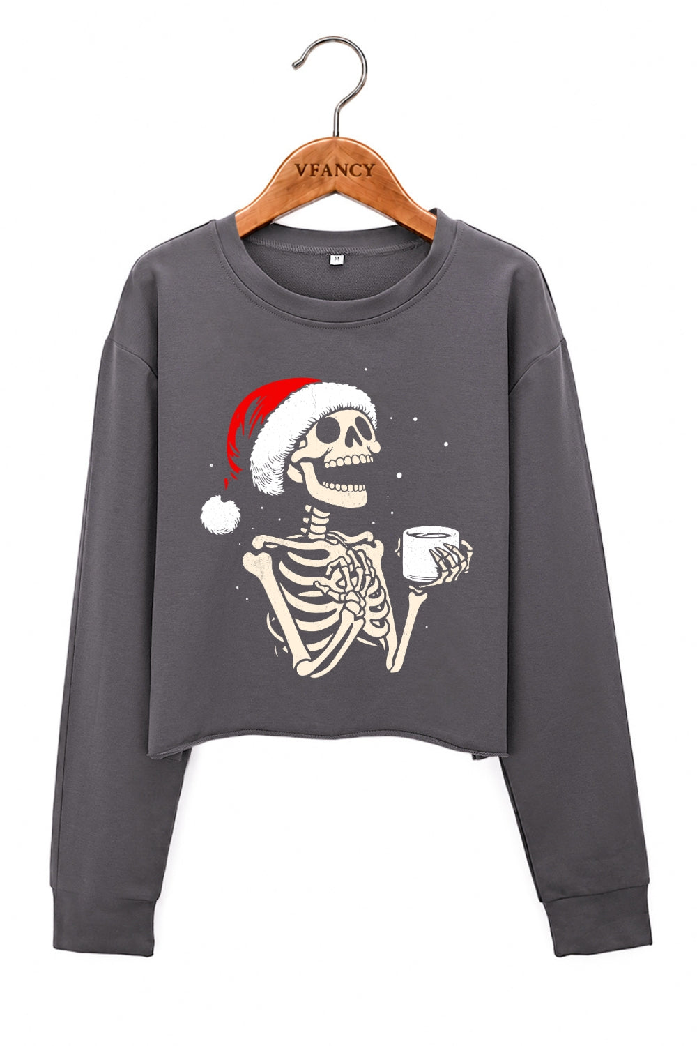 Christmas coffee skull crop sweatshirt