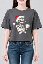 Christmas coffee skull crop top