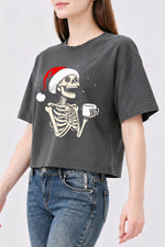 Christmas coffee skull crop top
