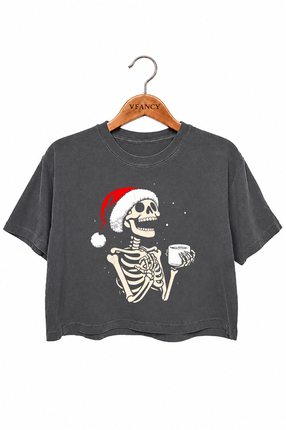 Christmas coffee skull crop top
