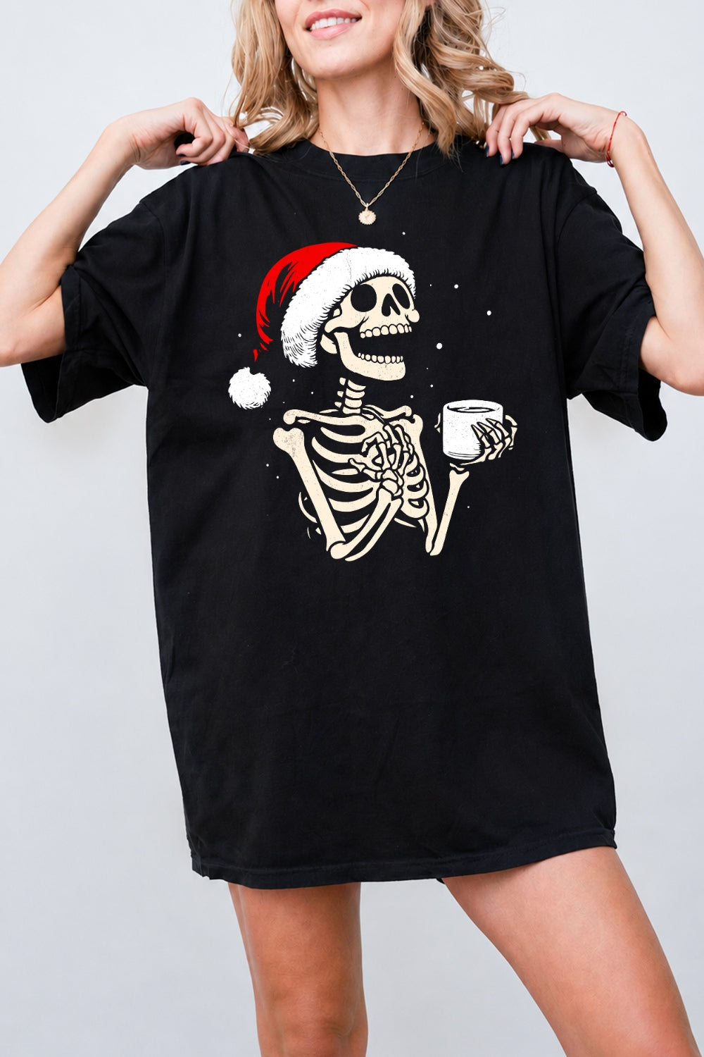 Christmas coffee skull tee