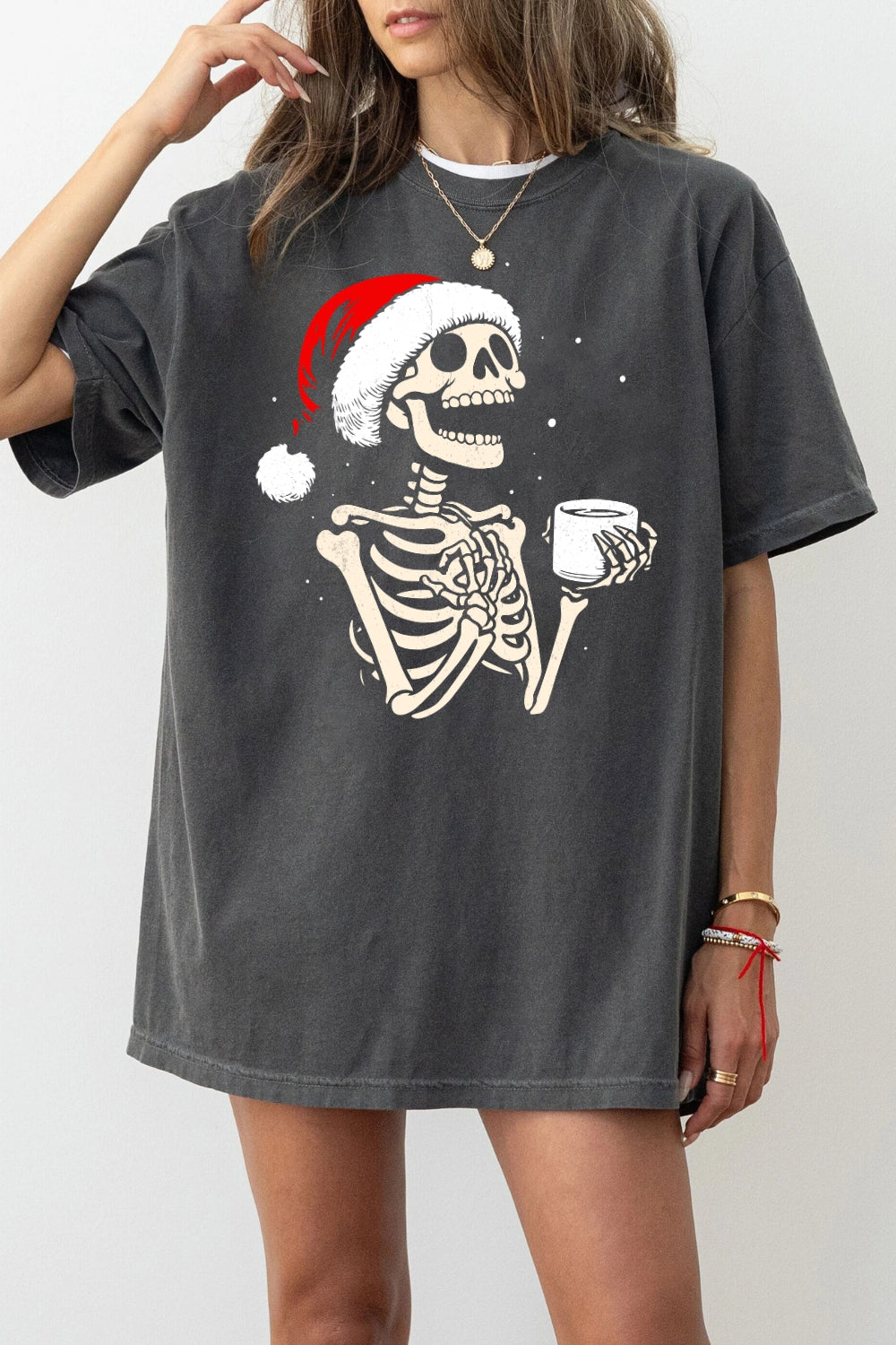 Christmas coffee skull tee