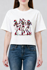 Christmas dancing skeleton crop top