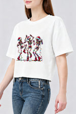 Christmas dancing skeleton crop top