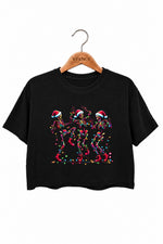 Christmas dancing skeleton crop top