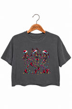 Christmas dancing skeleton crop top