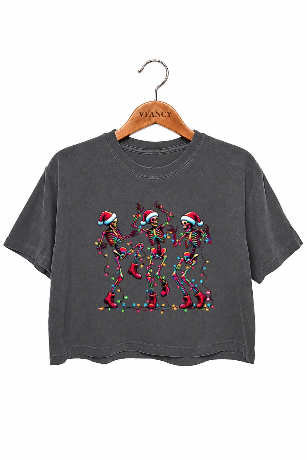 Christmas dancing skeleton crop top