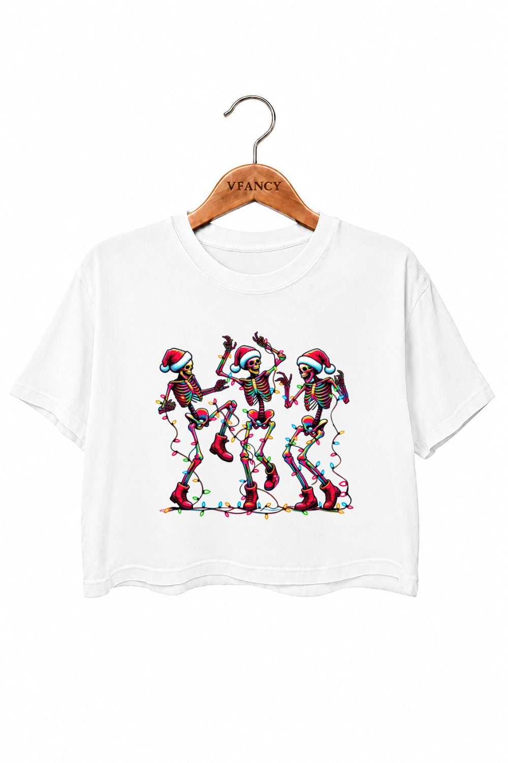 Christmas dancing skeleton crop top