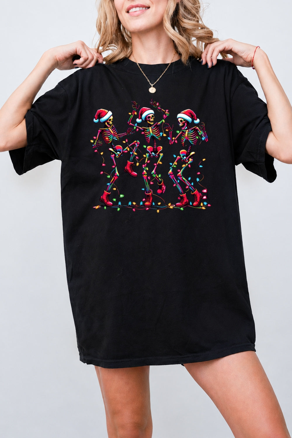 Christmas dancing skeleton crop top