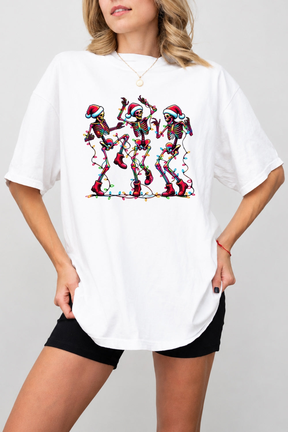 Christmas dancing skeleton crop top
