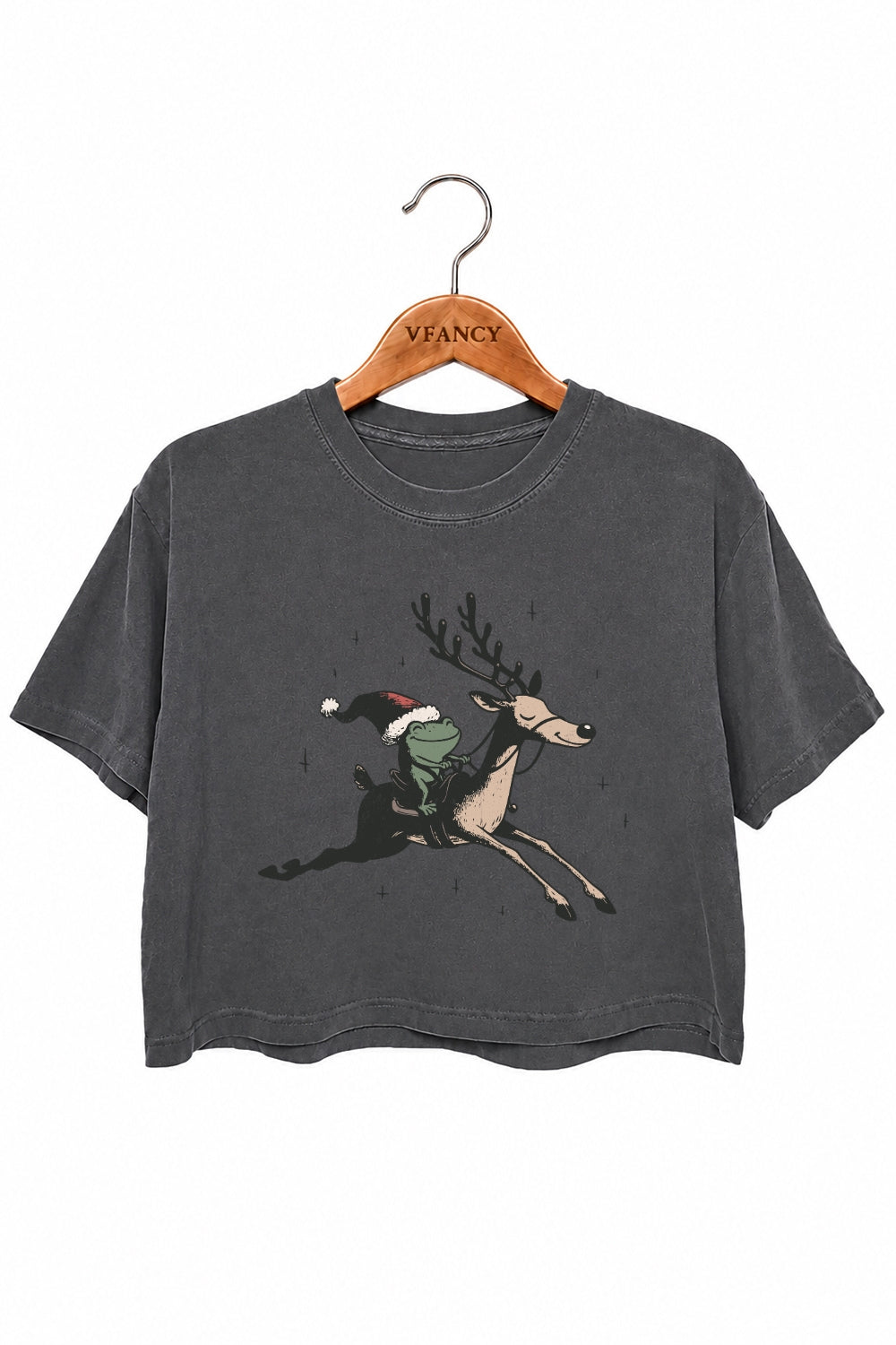 Christmas frog reindeer crop top