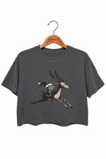 Christmas frog reindeer crop top