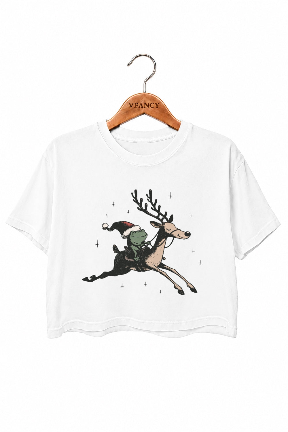 Christmas frog reindeer crop top