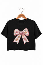 Christmas gingerbread man bow crop top