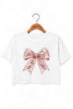 Christmas gingerbread man bow crop top