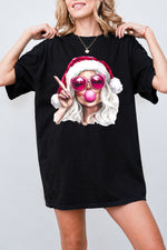 Christmas girl blowing bubble tee